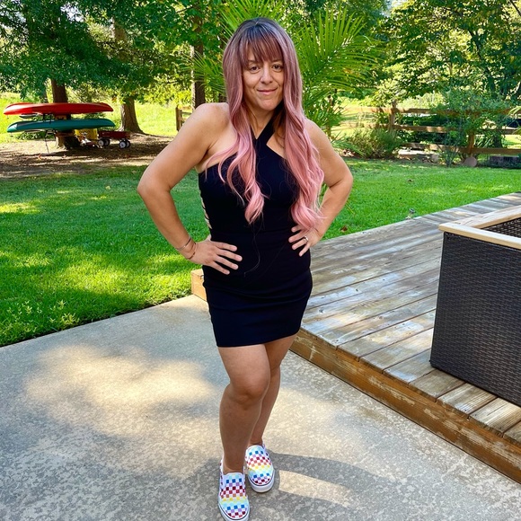 Womans black dress w/rhinestone side details. NWT - Picture 1 of 13